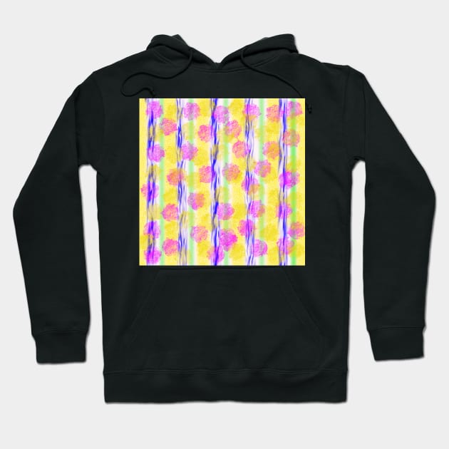 Pink Yellow Green Floral Abstract Hoodie by Klssaginaw